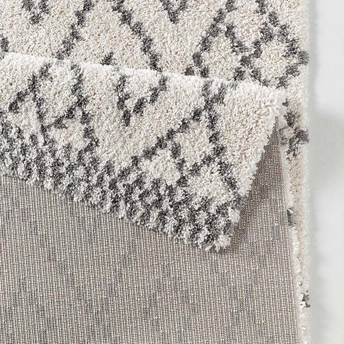 High-pile floor rug - Hamar Cubes Cream/Grey