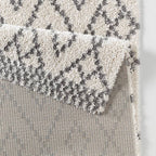 High-pile floor rug - Hamar Cubes Cream/Grey
