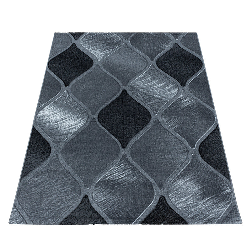 Modern Floor Rug - Streaky Path Black/Grey
