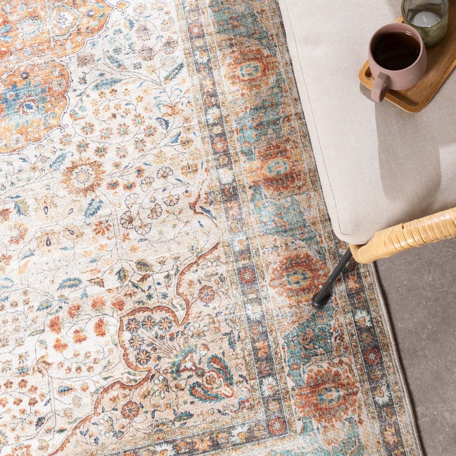Indoor Outdoor Rug - Kairo Medallion Cream/Multicolour