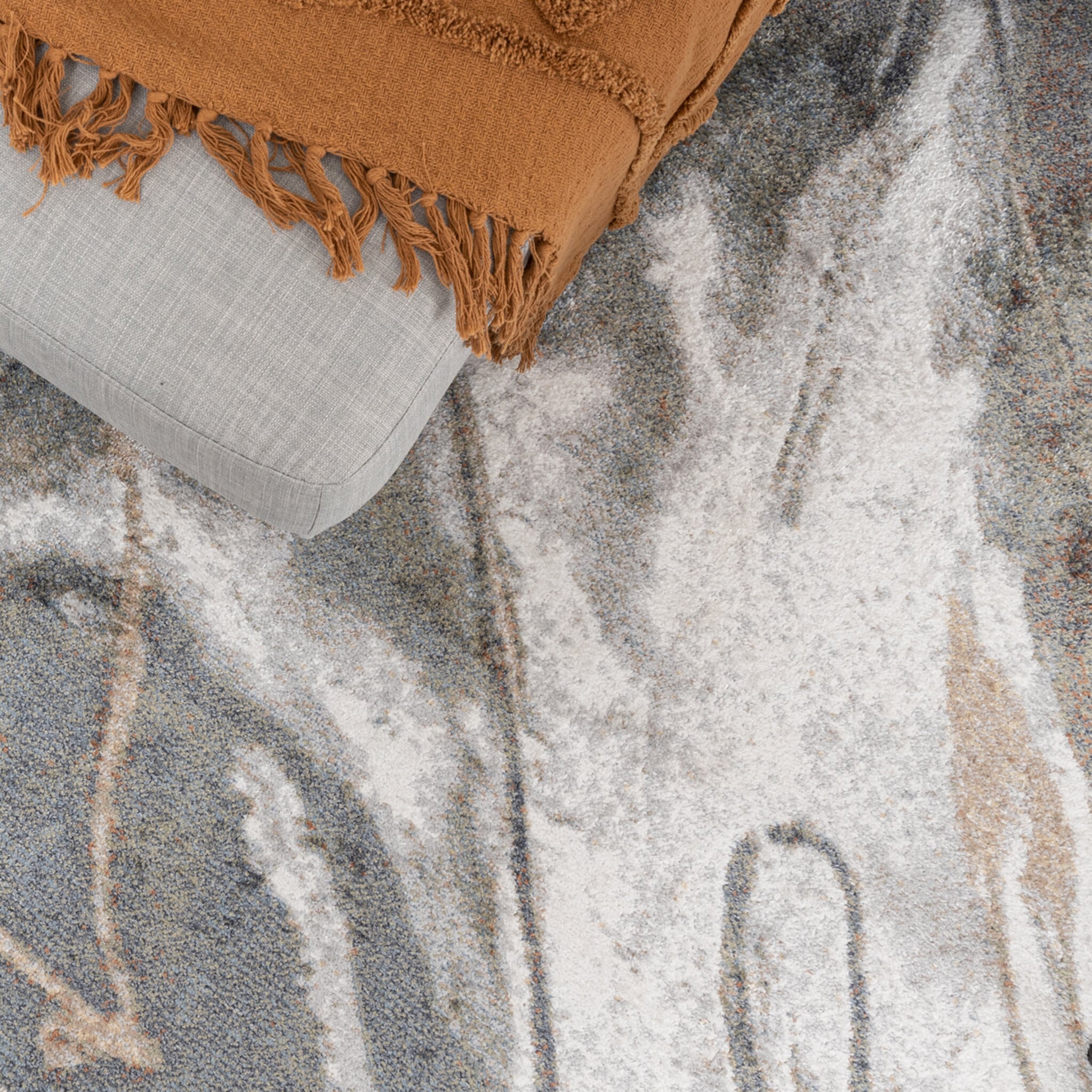 Round washable rug - Misha Lines Cream/Grey