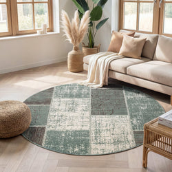 Round Patchwork Rug - Spring Green/Grey