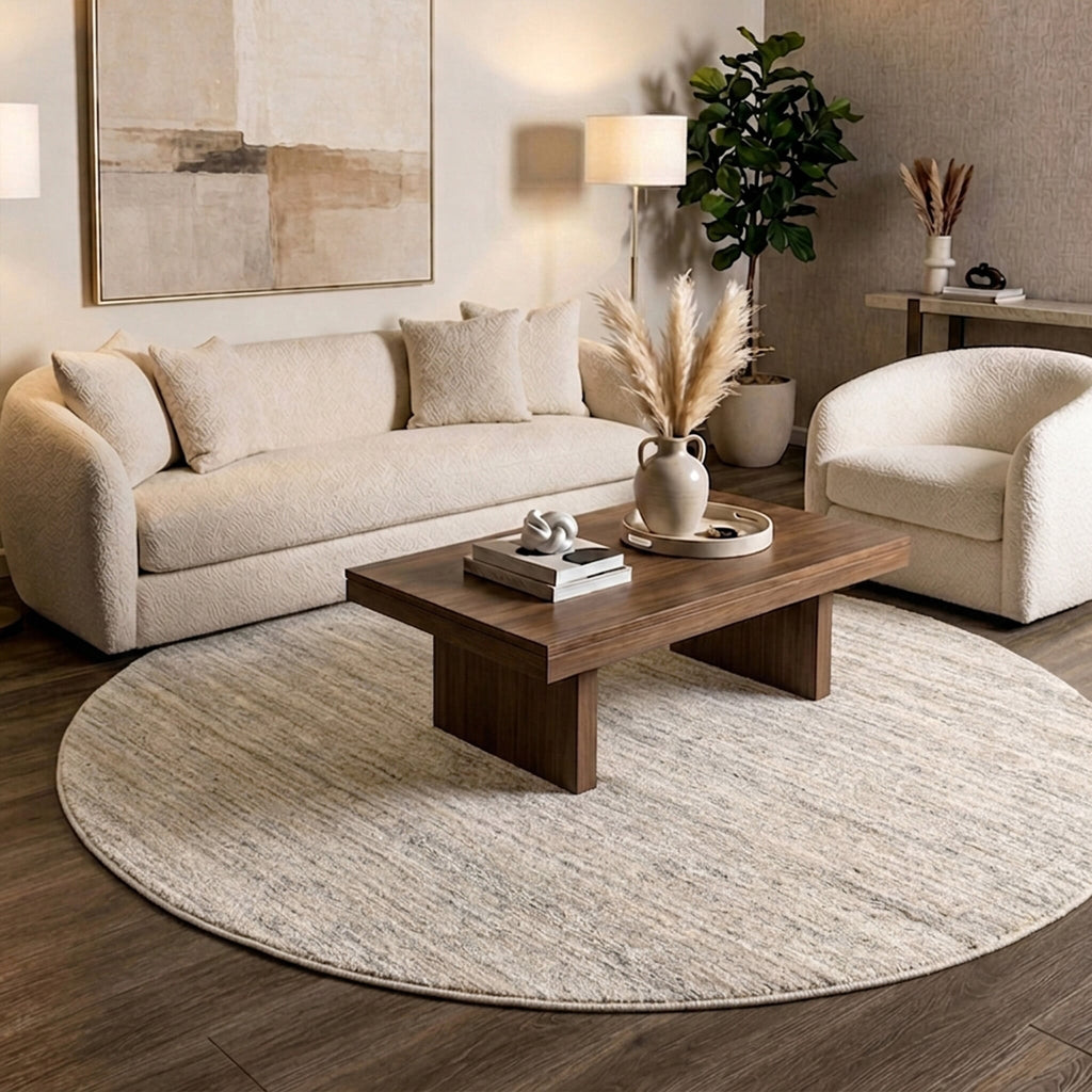 Round Berber Rug - Aicha Taupe