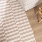 Striped Modern Rug - Dazzle Blocks Beige/White