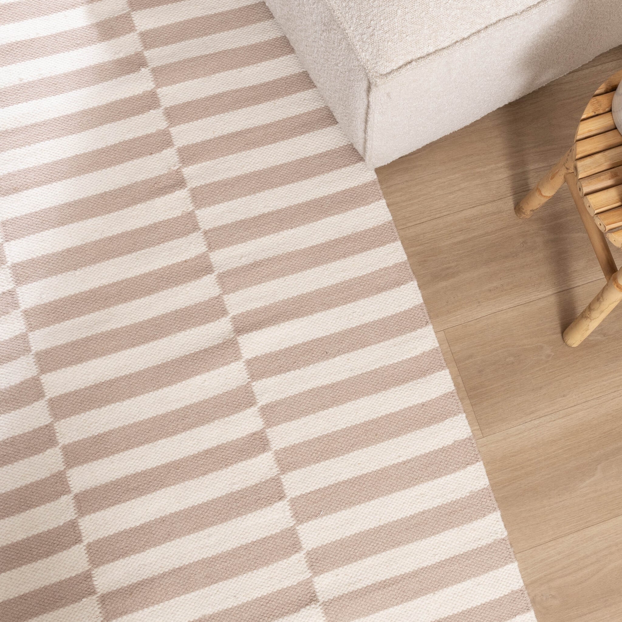 Striped Modern Rug - Dazzle Blocks Beige/White