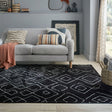 Berber floor rug - Furo Imran Black/Cream