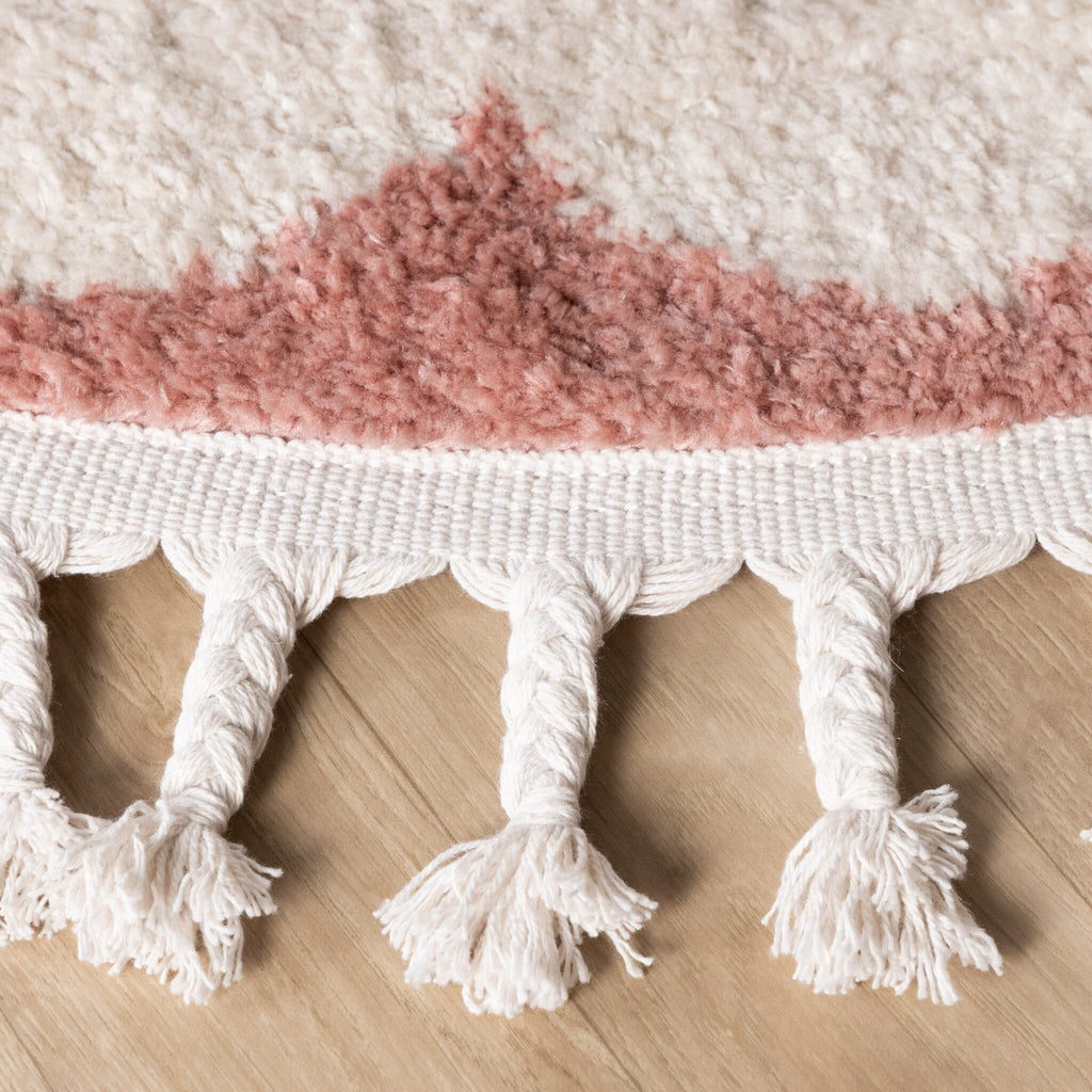 Round washable children's rug - Moos Flower Pink