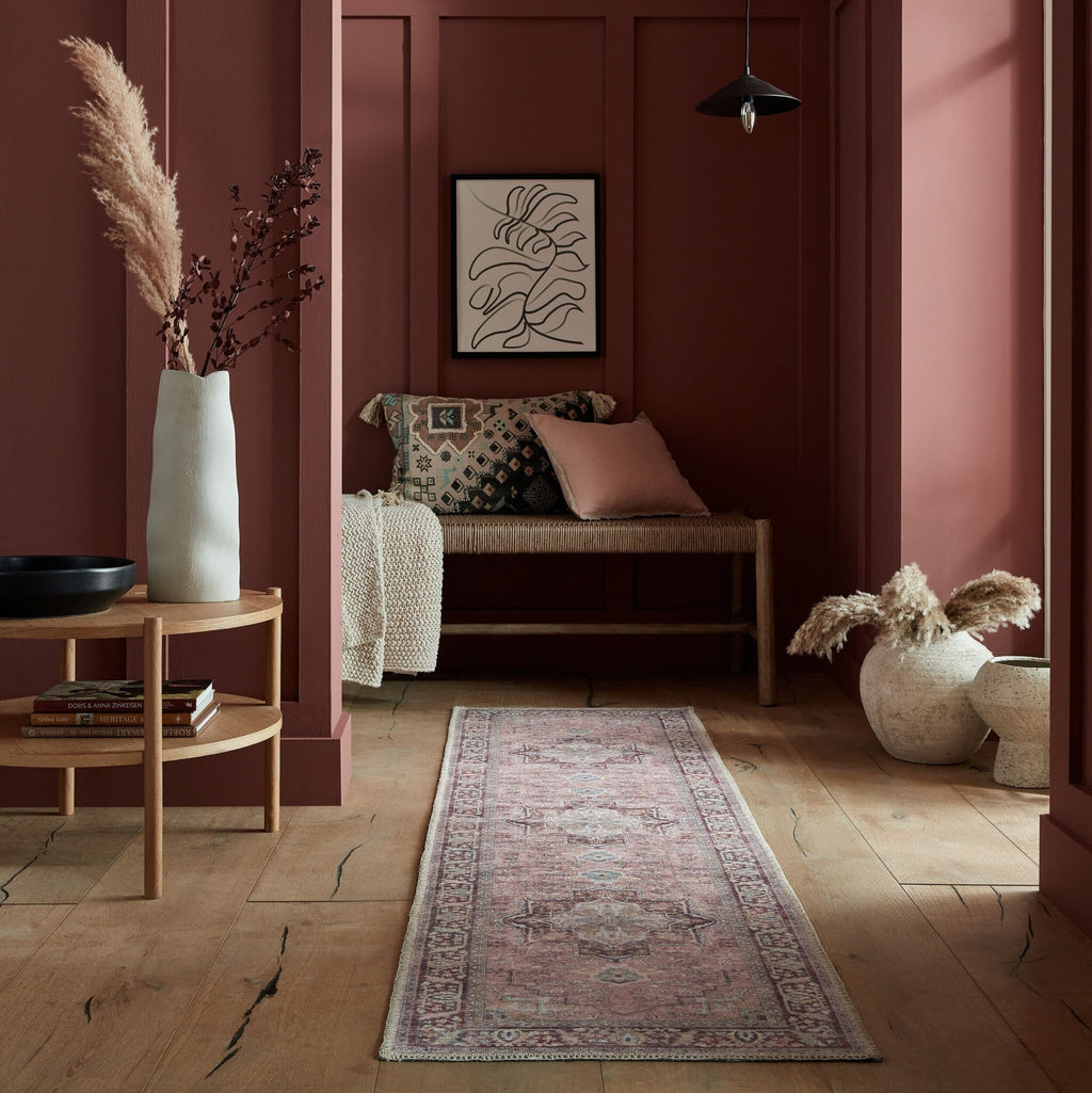 Washable Runner - Reido Traditional Pink