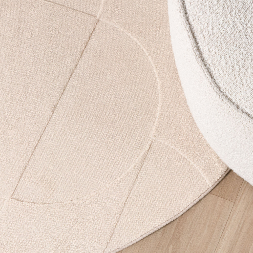Round Scandinavian Rug - Charm Circles Beige
