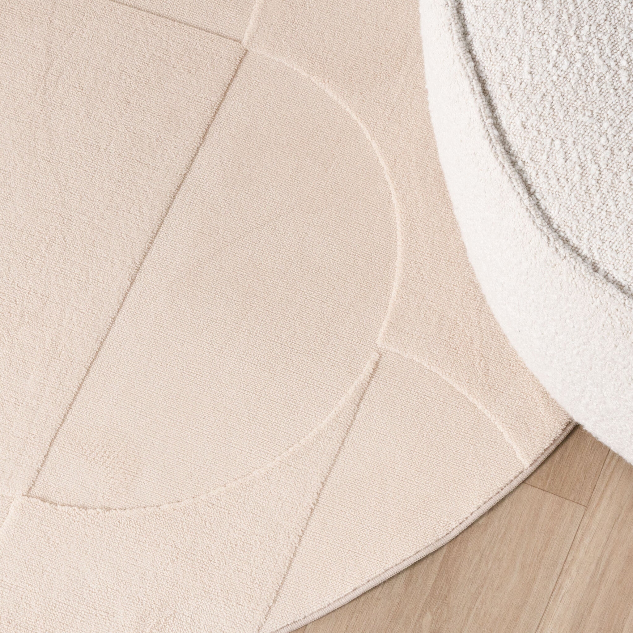 Round Scandinavian Rug - Charm Circles Beige