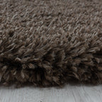 Round High-Pile Floor Rug - Fuzzy Brown