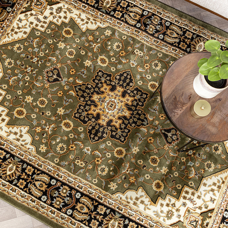 Persian Rug - Rezah Medallion Olive Green