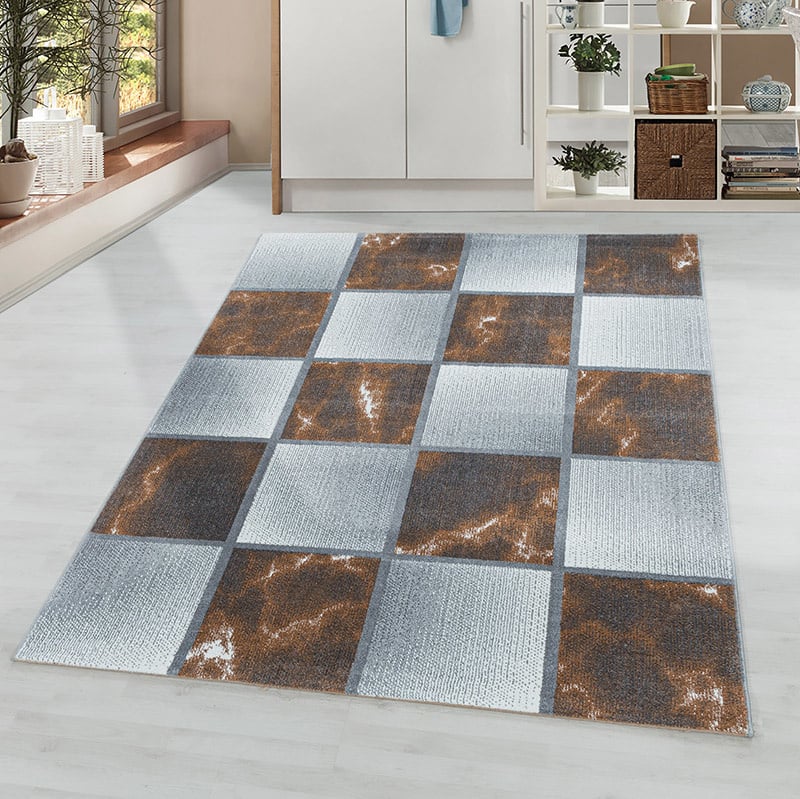 Modern floor rug - Optimism Box Brown/Grey