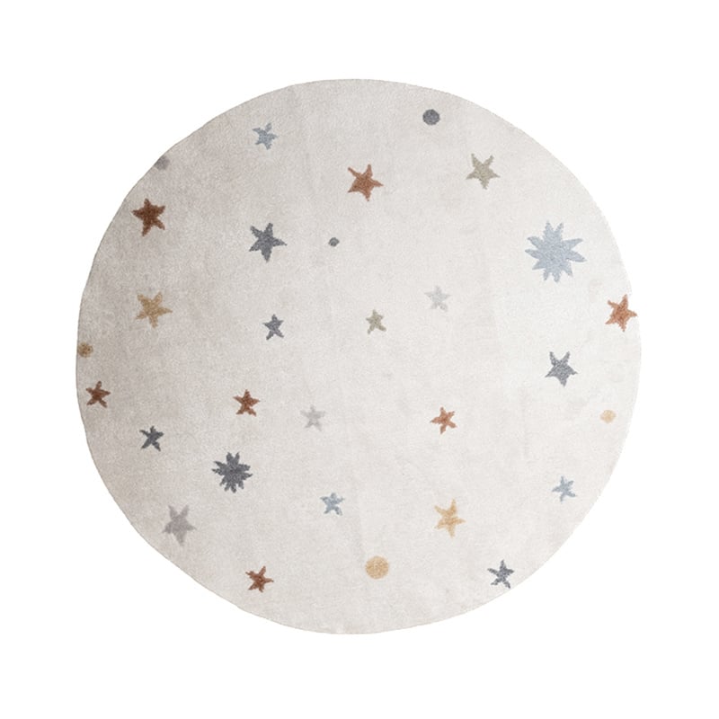 Round Washable Kids Rug - Ravi Stars Multicolour