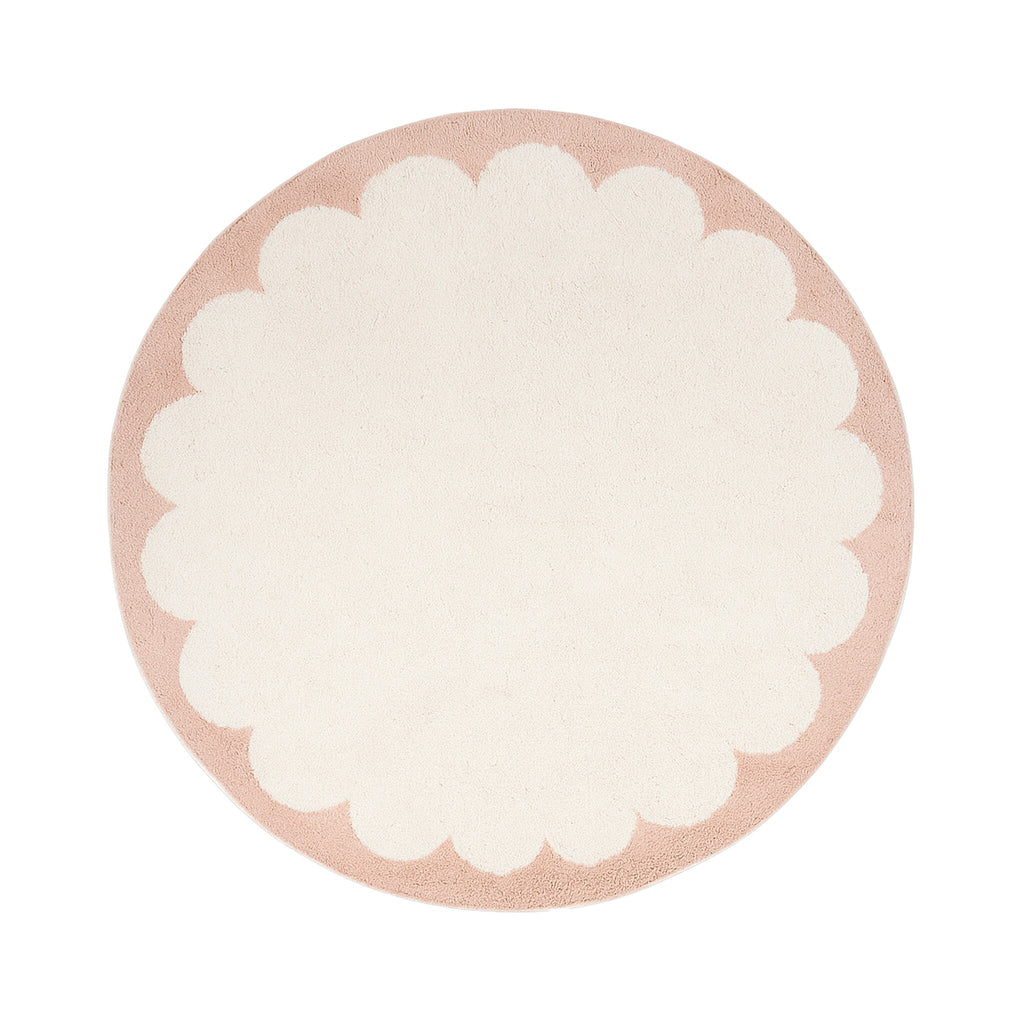 Round Washable Rug – Myrre Pink/White