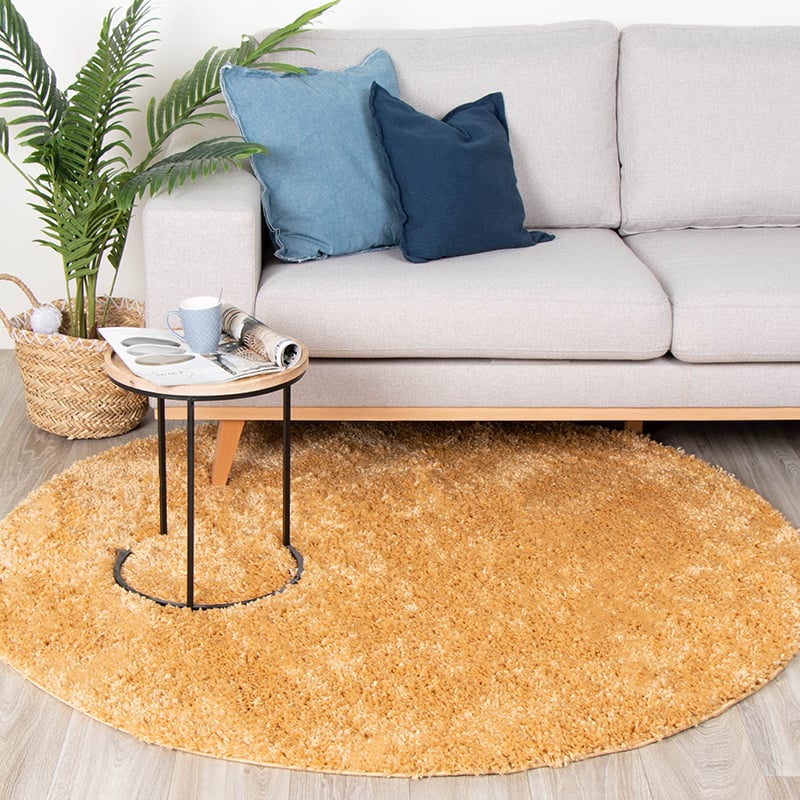 Round High Pile Rug - Lofty Ochre Yellow
