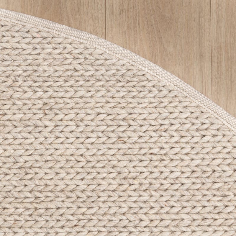 Round Wool Rug - Twist Beige