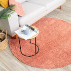 Round High-Pile Rug - Lofty Peach Pink
