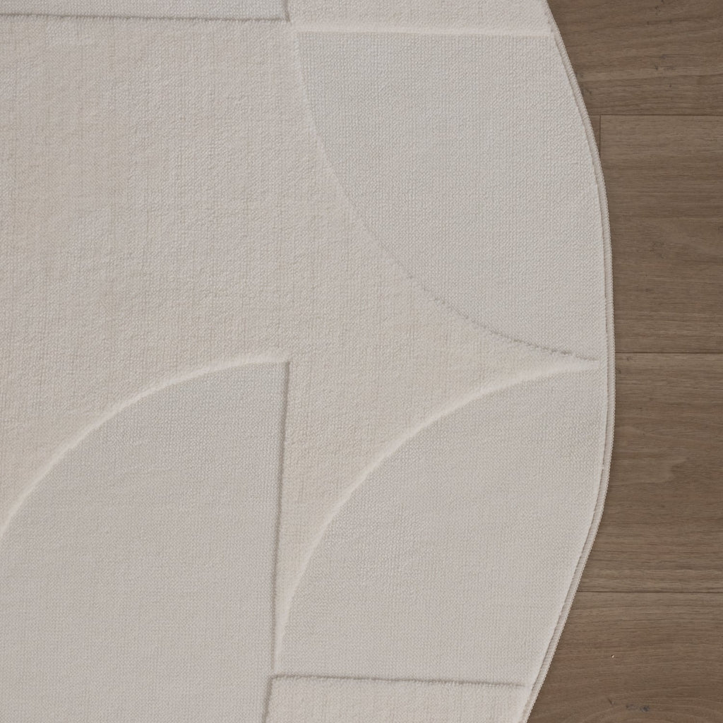 Round Scandinavian Rug - Charm Circles White