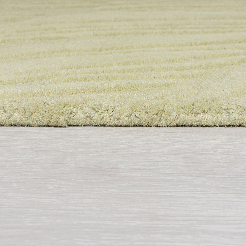 Round modern floor rug - Solacio Leaves Olive Green