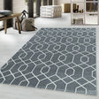 Retro floor rug - Stencil Pattern Grey/White