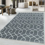Retro floor rug - Stencil Pattern Grey/White
