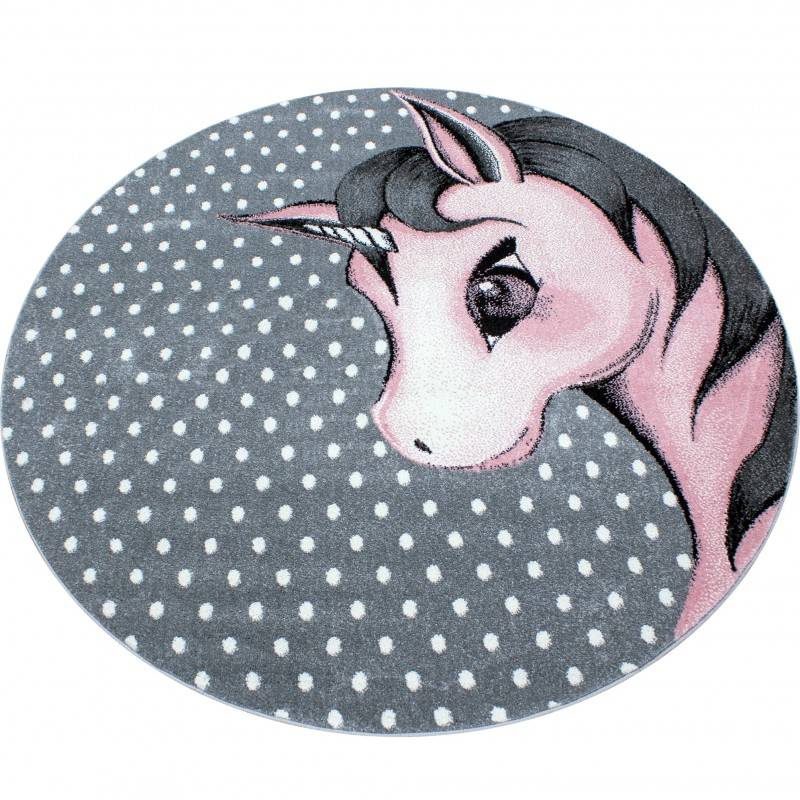 Round children's floor rug - Anna Unicorn Pink