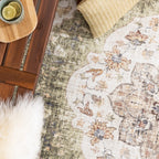 Round Vintage Outdoor Rug - Santo Mandala Green