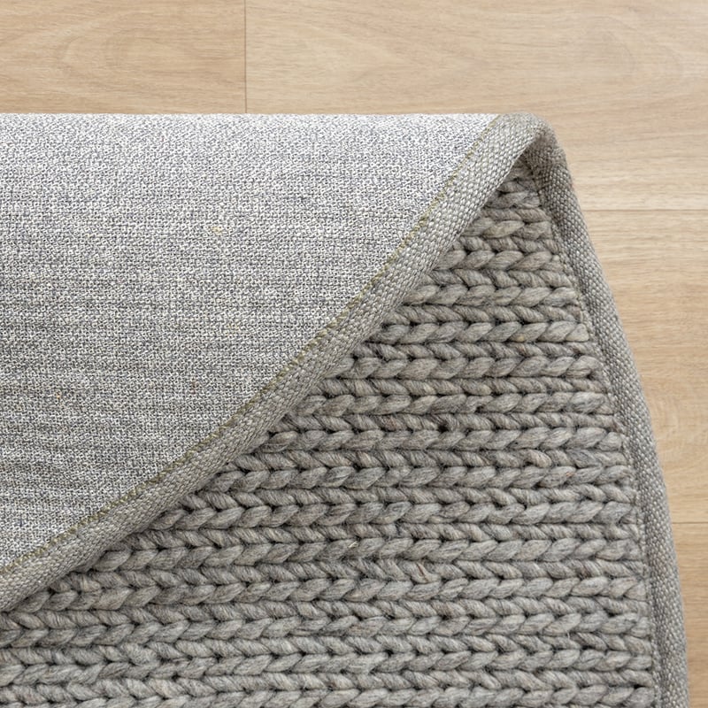 Round Wool Rug - Twist Grey