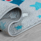 Children's floor rug - Rocco Rocket Grey/Blue