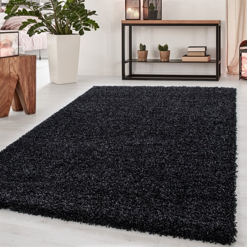 High-Pile Floor Rug - Sade Black