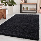 High-Pile Floor Rug - Sade Black