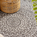 Round Outdoor Rug - Summer Azteca Grey