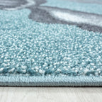 Round children's floor rug - Bambi Turtle Blue