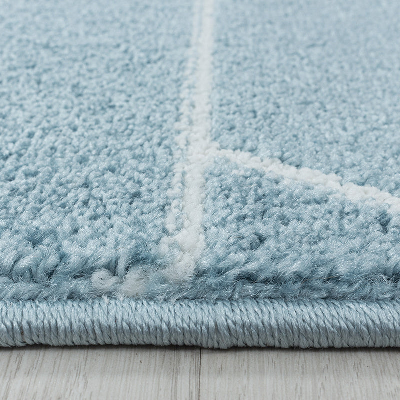 Retro floor rug - Stencil Triangle Blue/White