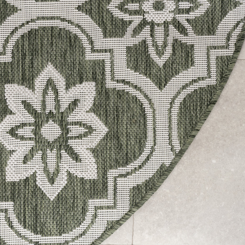 Round Outdoor Rug – Rio Flower Green