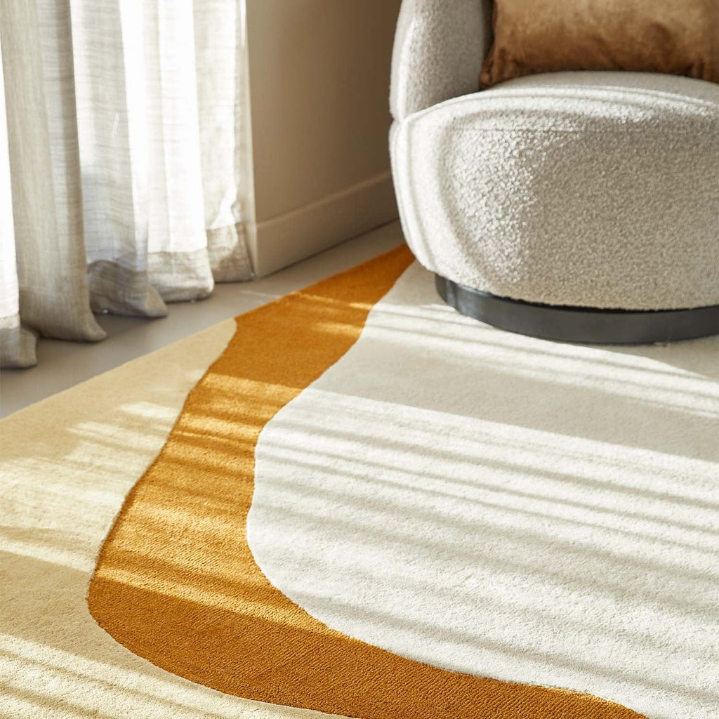 Wool floor rug - Organix Gold/Cream 510
