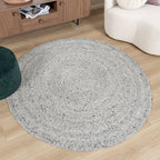 Round Wool Rug - Wise Grey/White