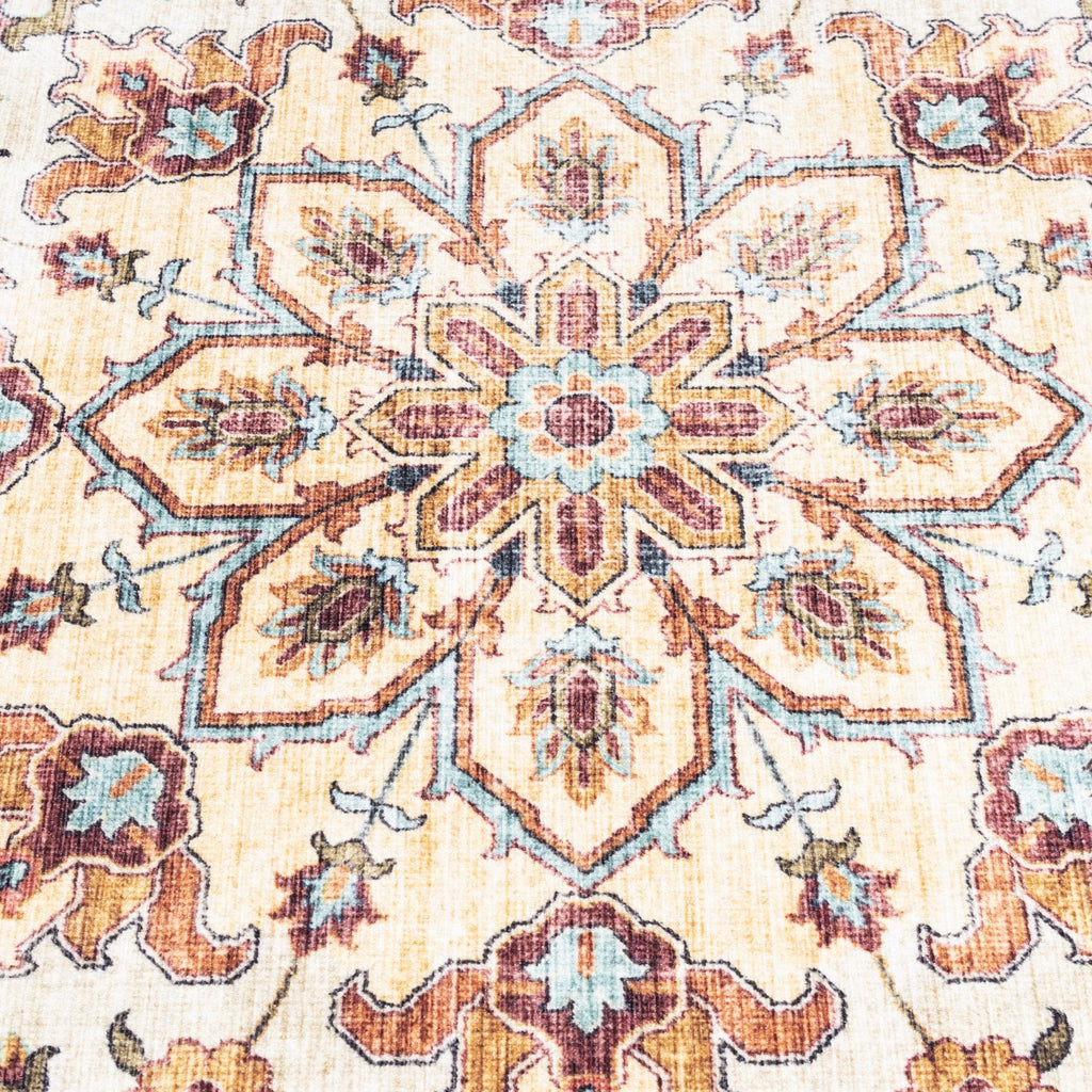 Round Vintage Outdoor Rug - Santo Medallion Light Blue