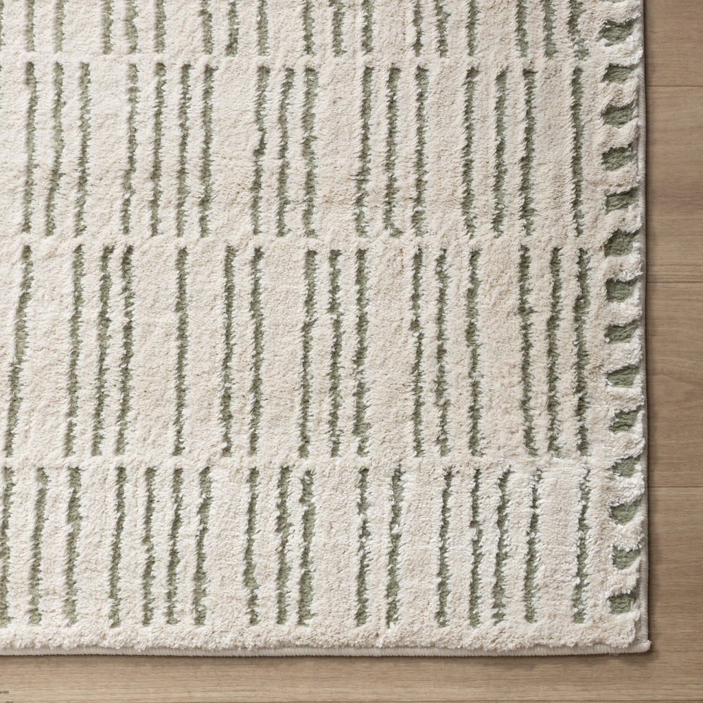 Scandinavian Rug - Yune Lines Cream/Green