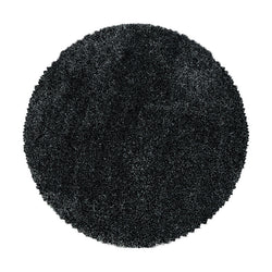 Round High-Pile Floor Rug - Fuzzy Anthracite