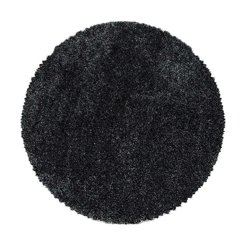 Round High-Pile Floor Rug - Fuzzy Anthracite