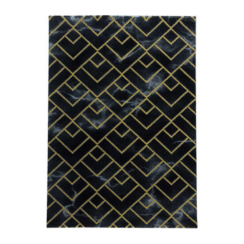 Modern floor rug - Marble Pattern Anthracite/Gold