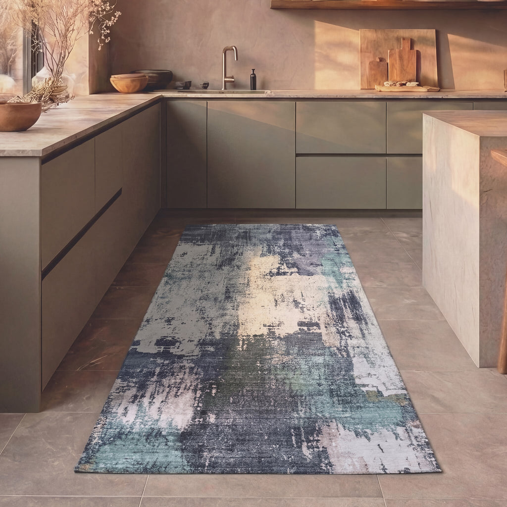 Washable Runner - Domingo Grunge Green/Cream