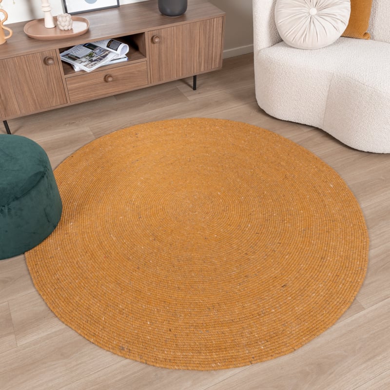 Round Wool Rug - Wise Yellow