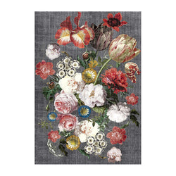 Floral floor rug - Fleur Grey