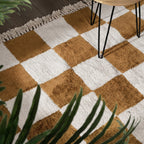 Checkerboard Rug - Blox Fringe Ochre yellow