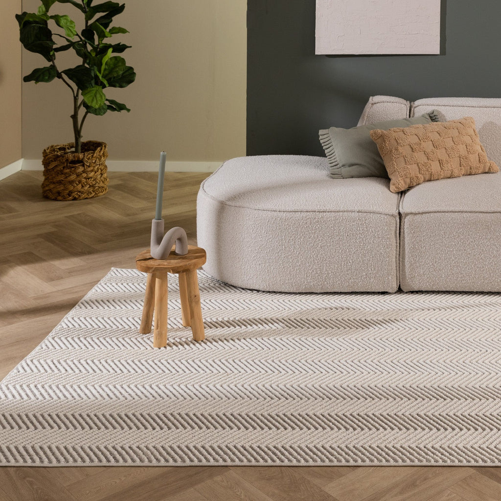 Sustainable floor rug - Lorre Lines Cream/Grey