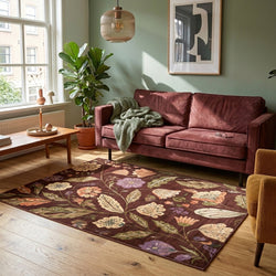 Washable rug – Misty Flowers Brown