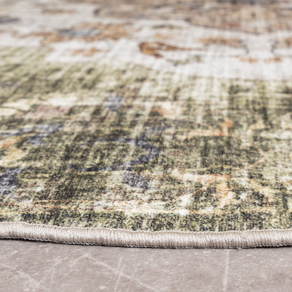 Round Vintage Outdoor Rug - Santo Mandala Green